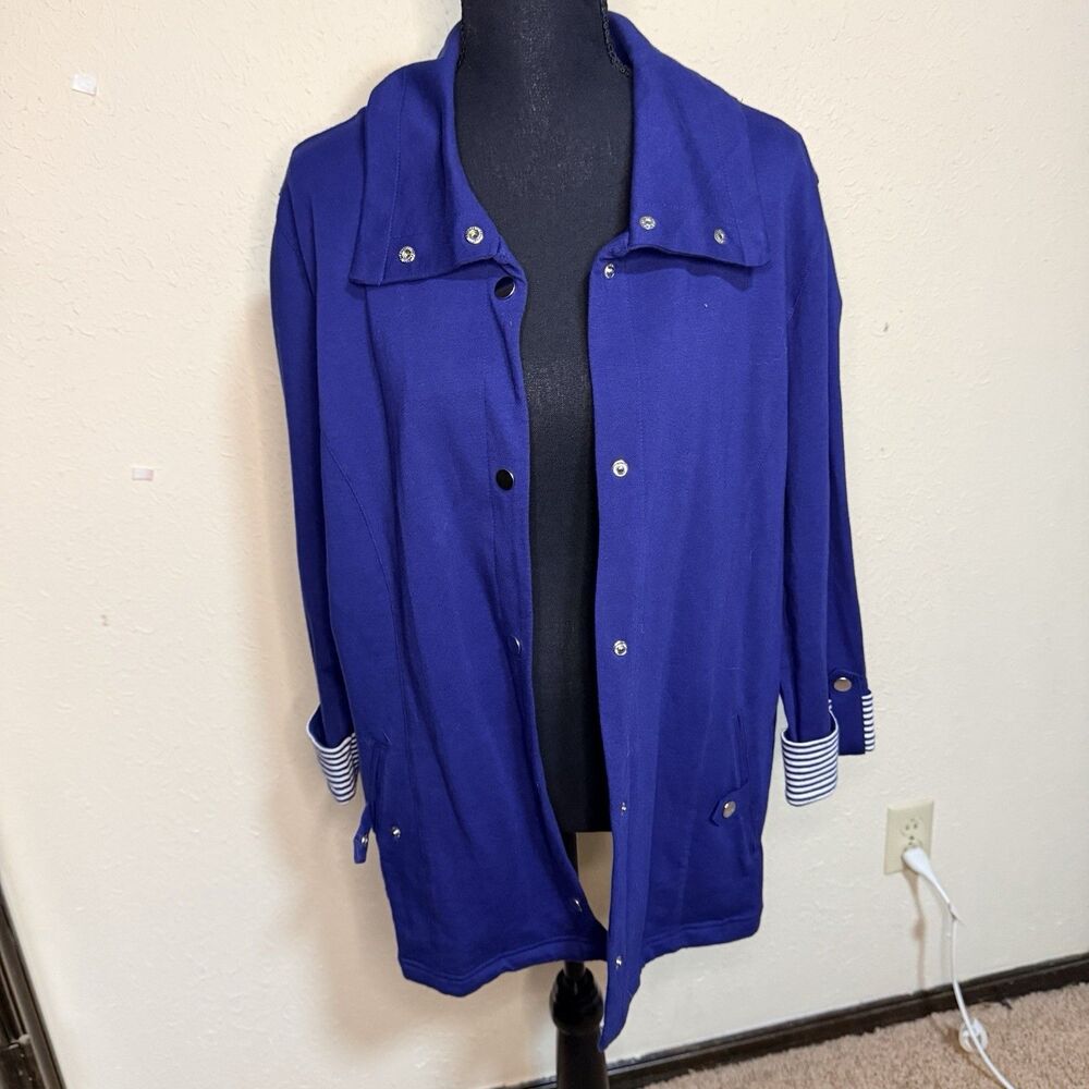 Karen Scott Royal Blue Lightweight Button-Front Jacket
